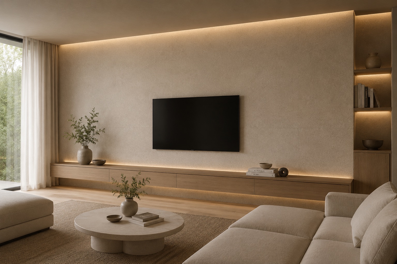 QUARIOM wall panels in a living room