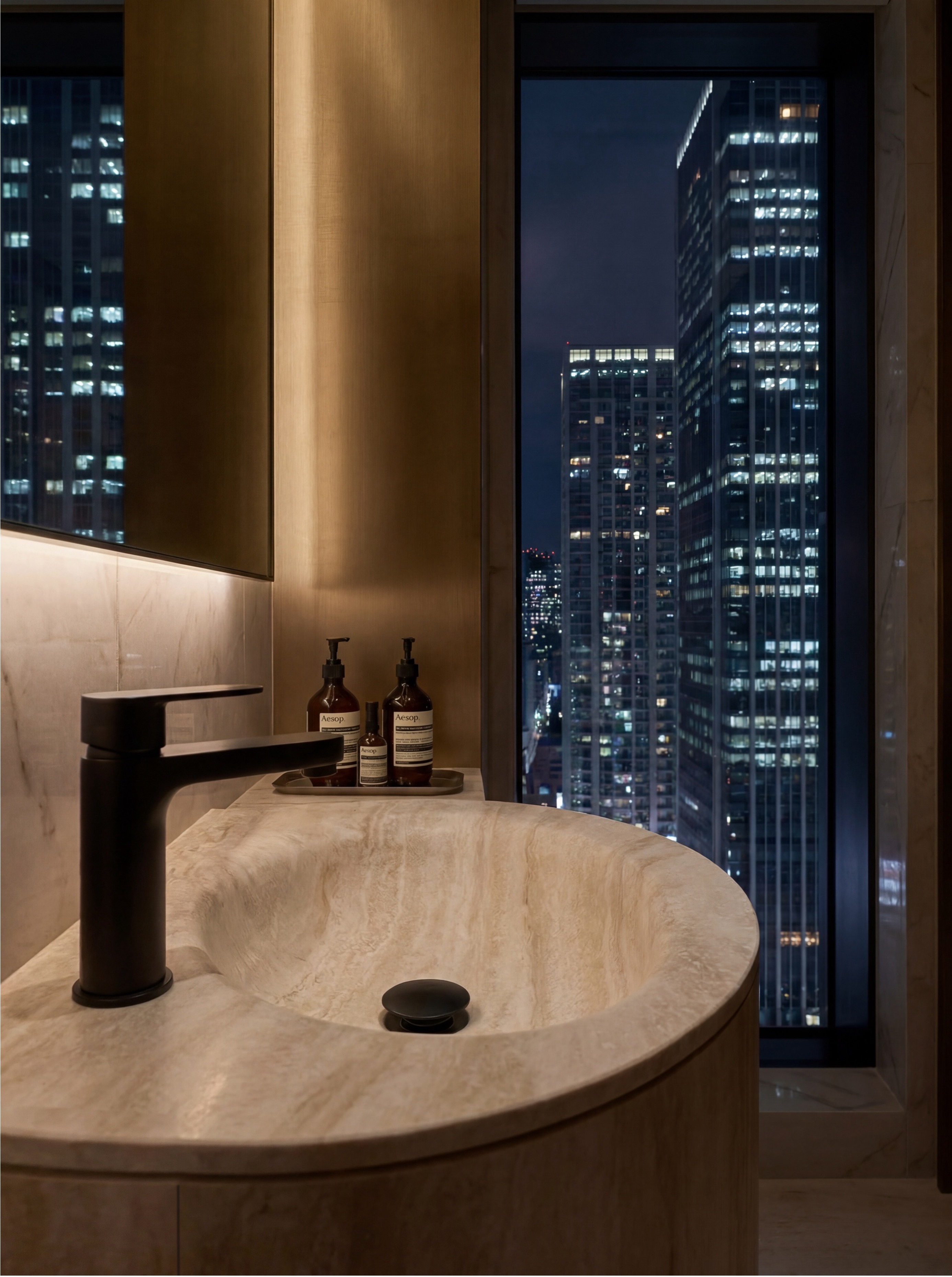 QUARIOM Half Moon Collection Travertine