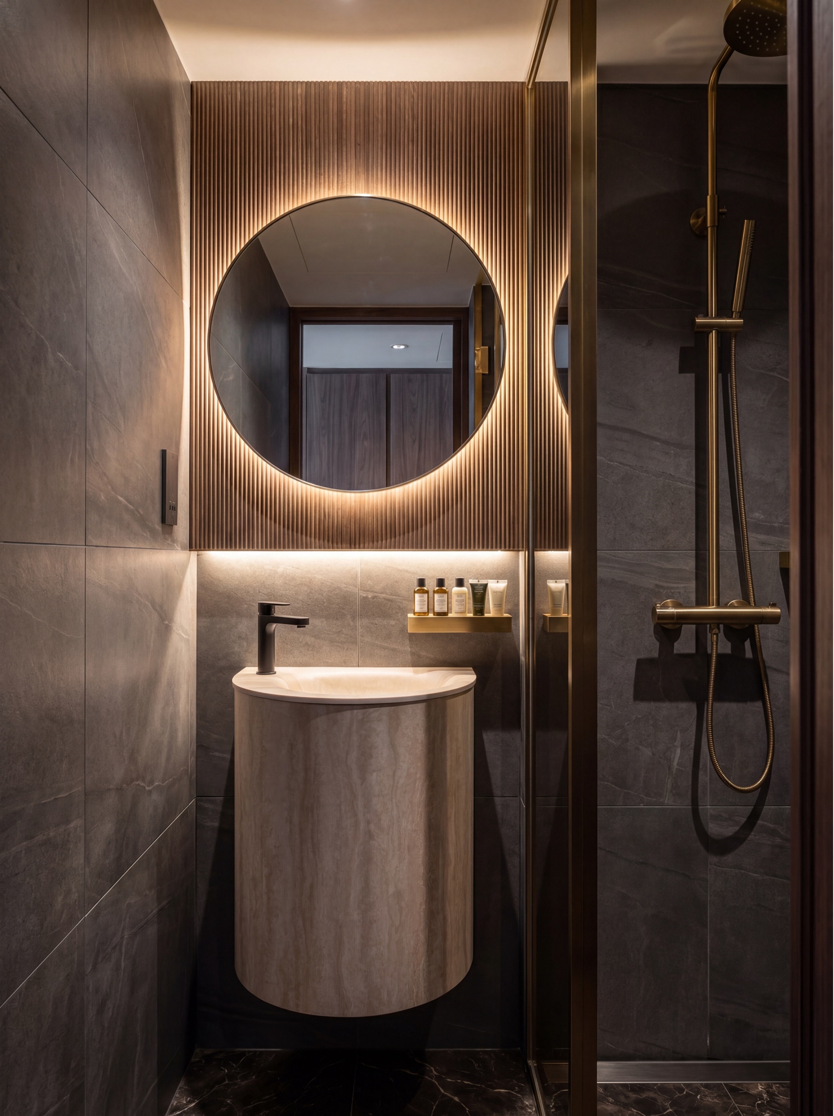 QUARIOM Half Moon Collection Travertine